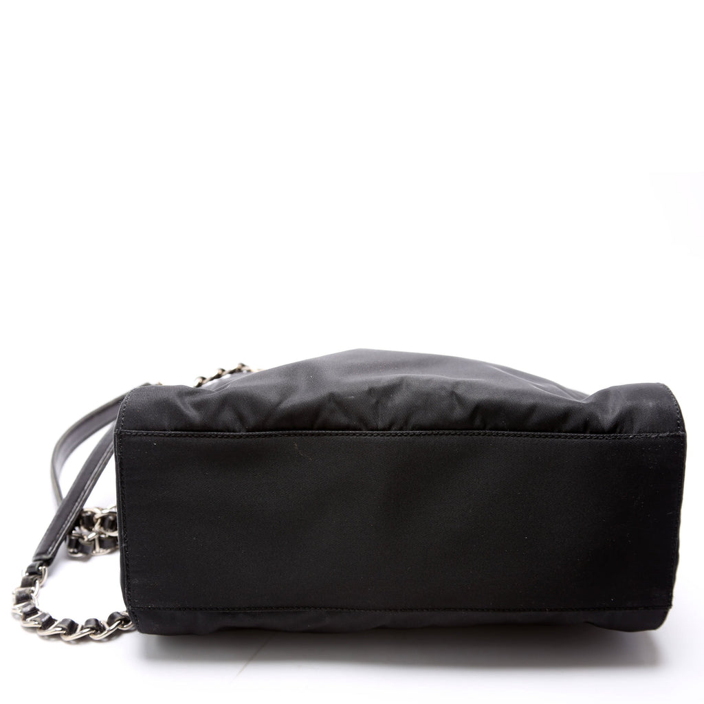 Nylon Catena Chain Shoulder Bag Black