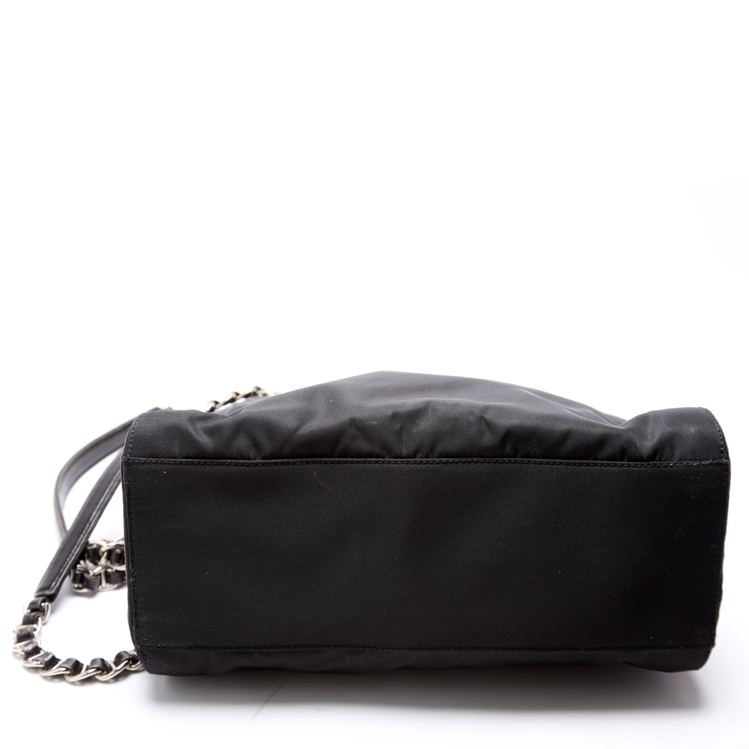 Nylon Catena Chain Shoulder Bag Black