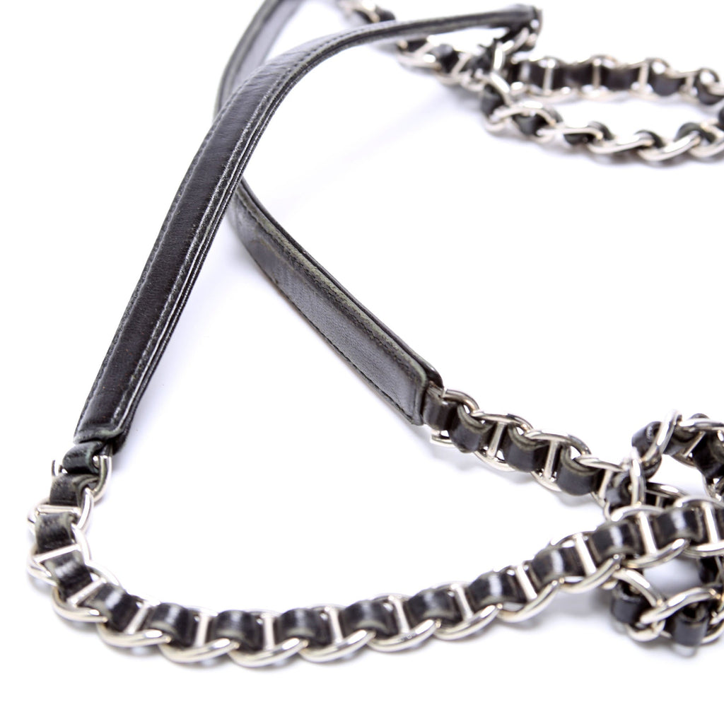 Nylon Catena Chain Shoulder Bag Black