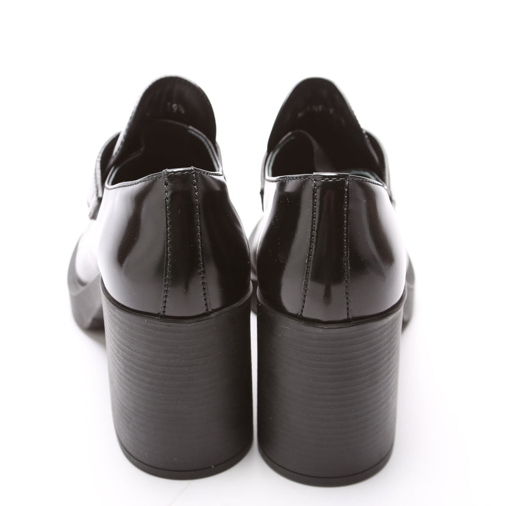 Triangle Logo Heel Loafers Brushed Leather Size 39.5