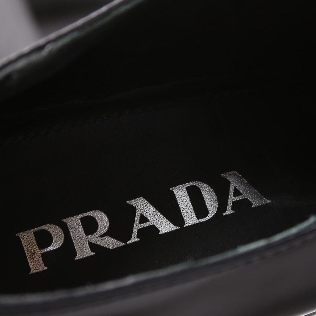 Triangle Logo Heel Loafers Brushed Leather Size 39.5