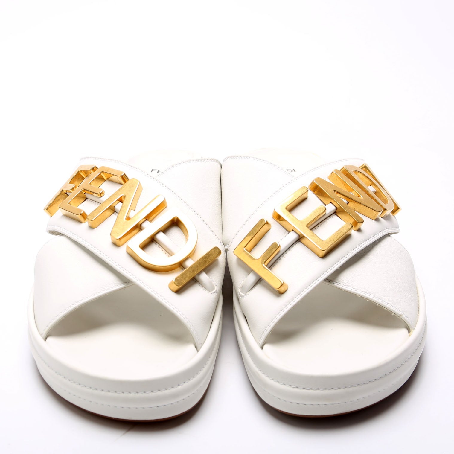 Fendigraphy Leather Sandal Size 41 White