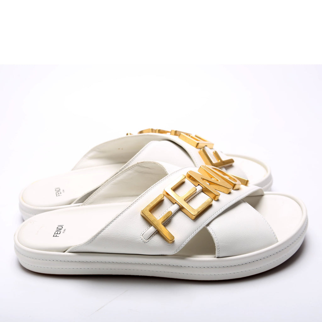 Fendigraphy Leather Sandal Size 41 White