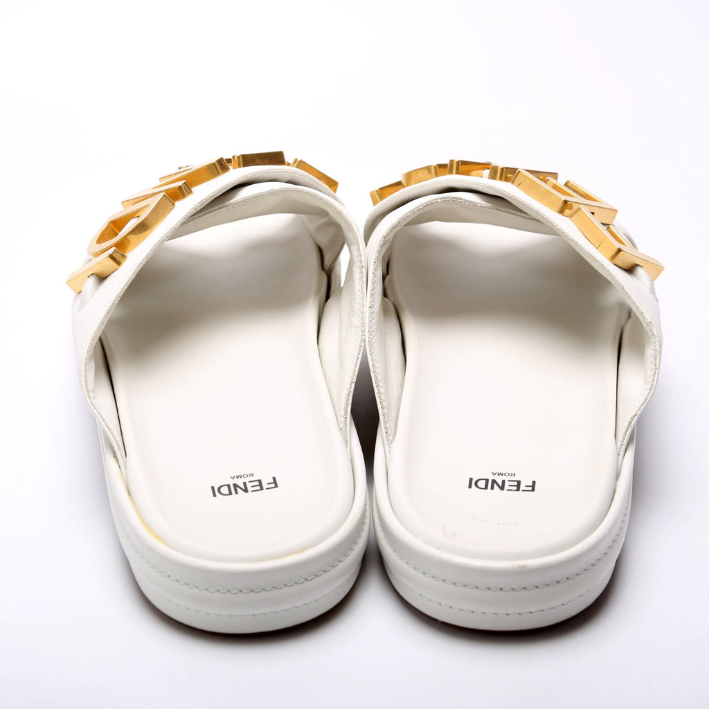 Fendigraphy Leather Sandal Size 41 White