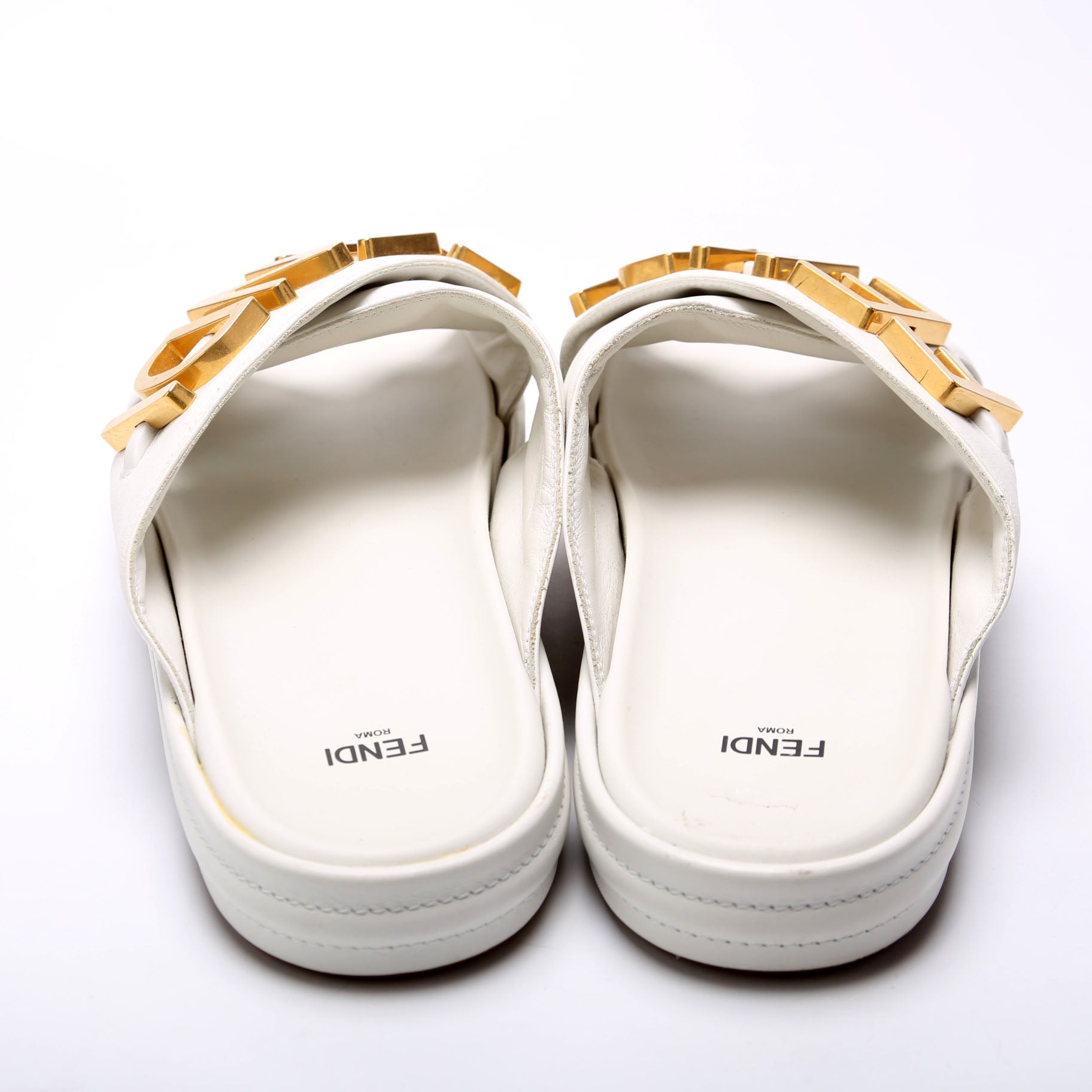 Fendigraphy Leather Sandal Size 41 White
