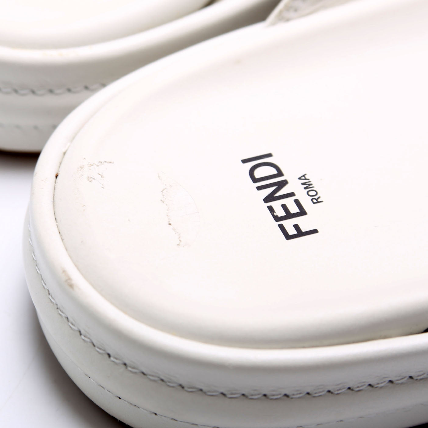 Fendigraphy Leather Sandal Size 41 White