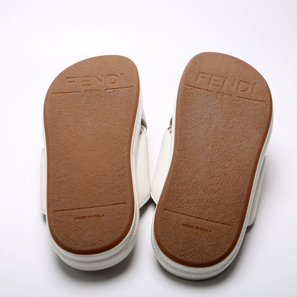 Fendigraphy Leather Sandal Size 41 White