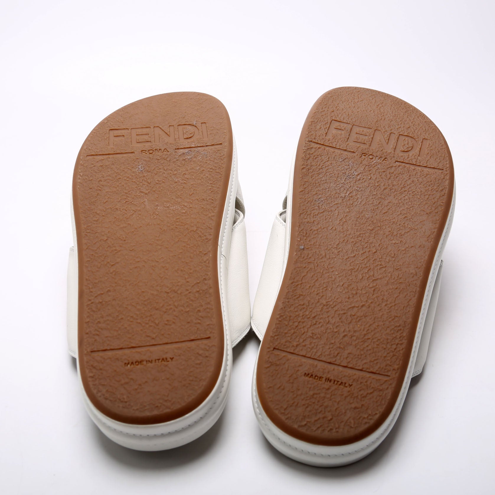 Fendigraphy Leather Sandal Size 41 White