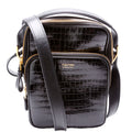 Buckley Small Croc Embossed Crossbody Black