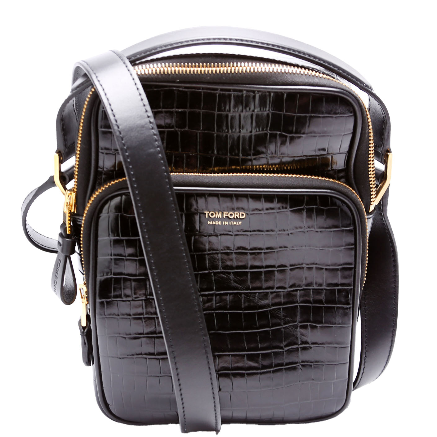 Buckley Small Croc Embossed Crossbody Black