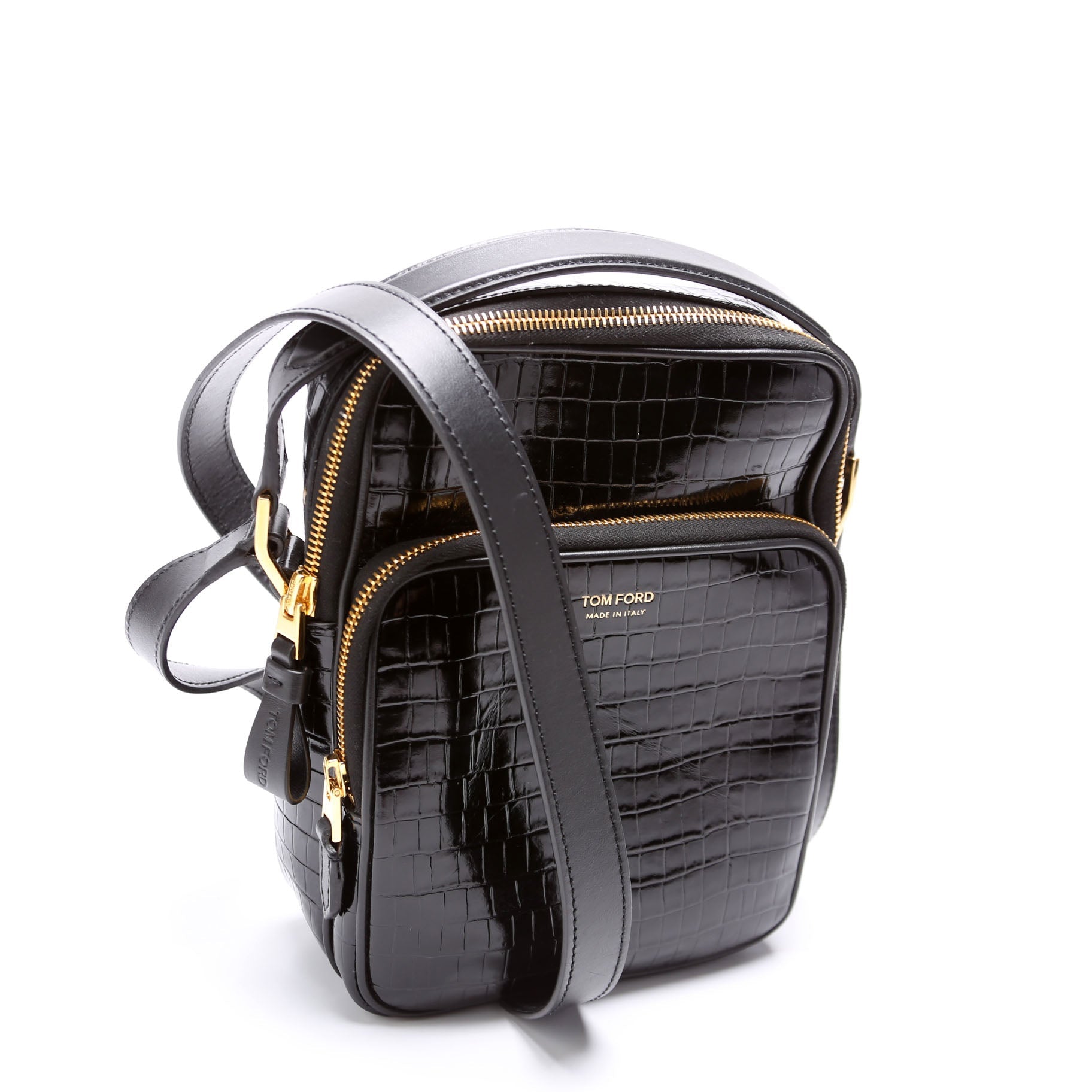 Buckley Small Croc Embossed Crossbody Black