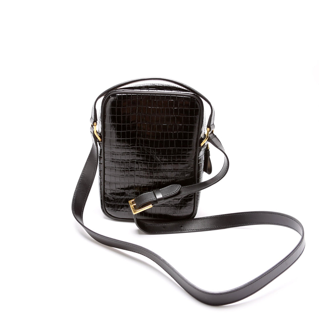 Buckley Small Croc Embossed Crossbody Black