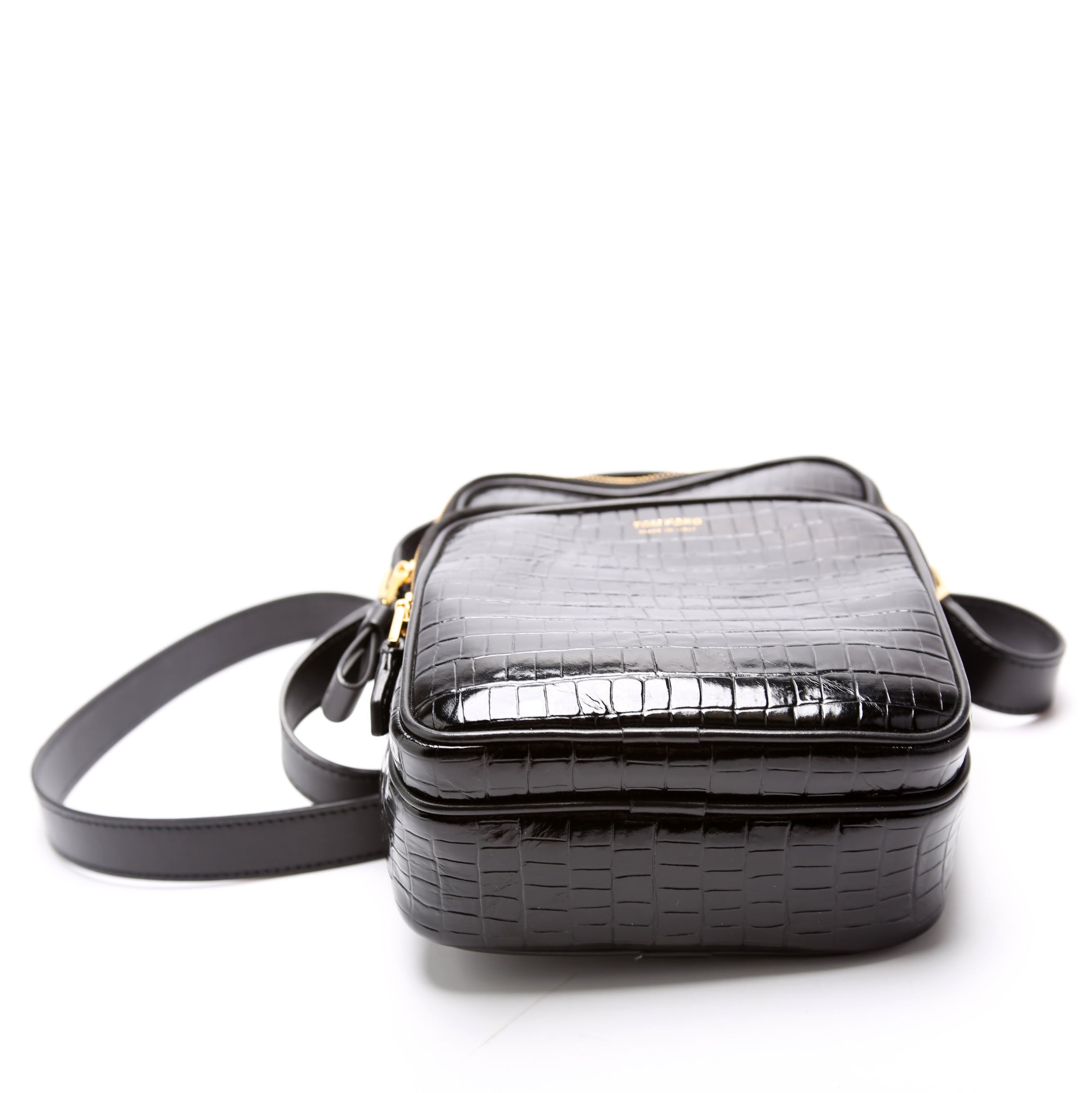 Buckley Small Croc Embossed Crossbody Black