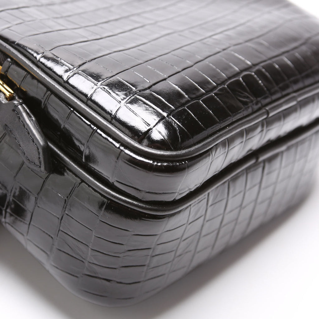 Buckley Small Croc Embossed Crossbody Black
