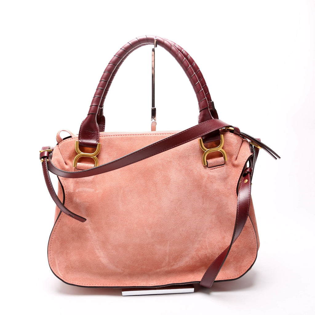 Marcie Medium Double Carry Suede Pink