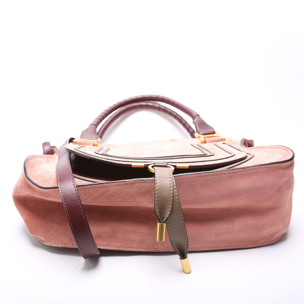 Marcie Medium Double Carry Suede Pink