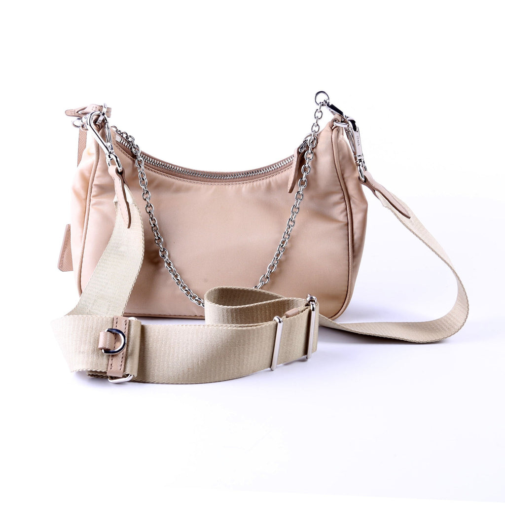 Prada Nylon Re-Edition 2005 Shoulder Bag Tan