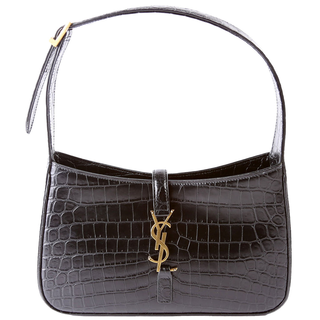 657228 Le 5 A 7 Hobo Croc Embossed Black