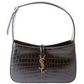 657228 Le 5 A 7 Hobo Croc Embossed Black