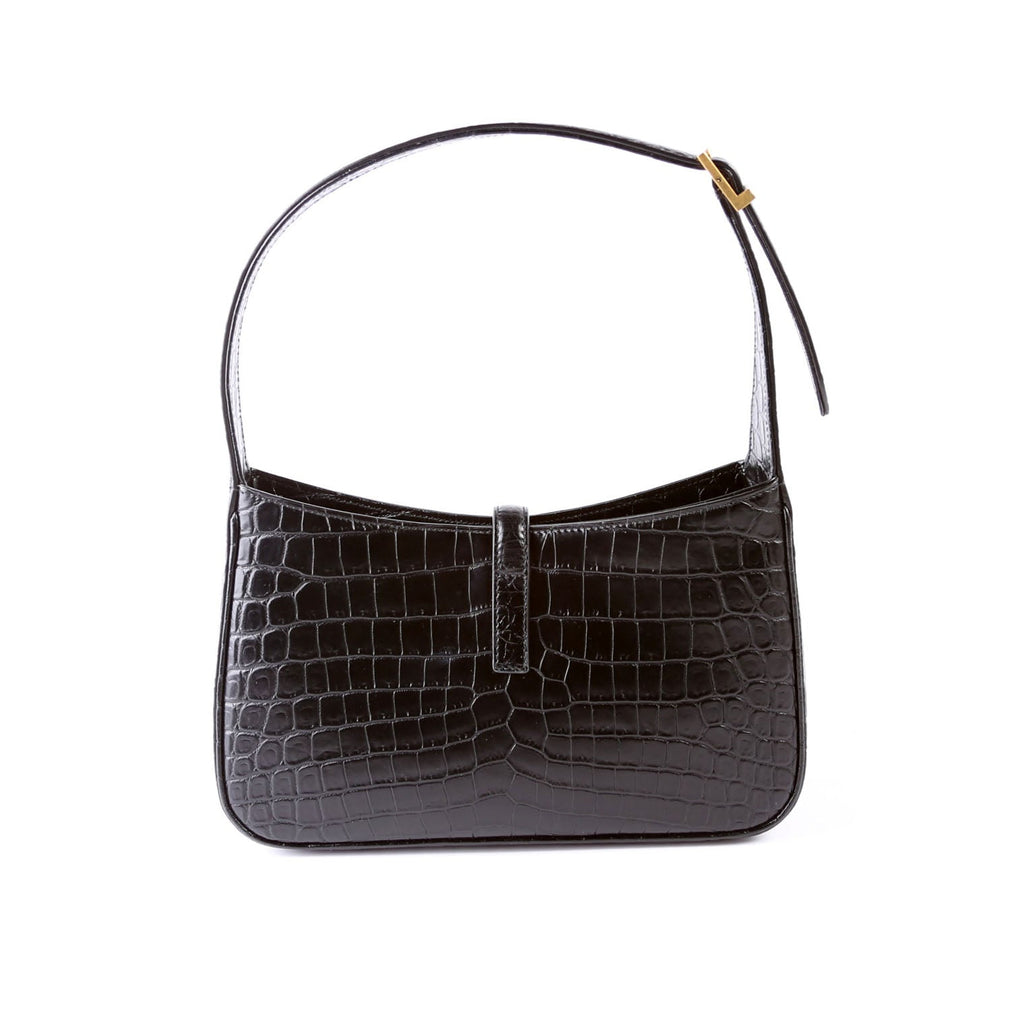 657228 Le 5 A 7 Hobo Croc Embossed Black