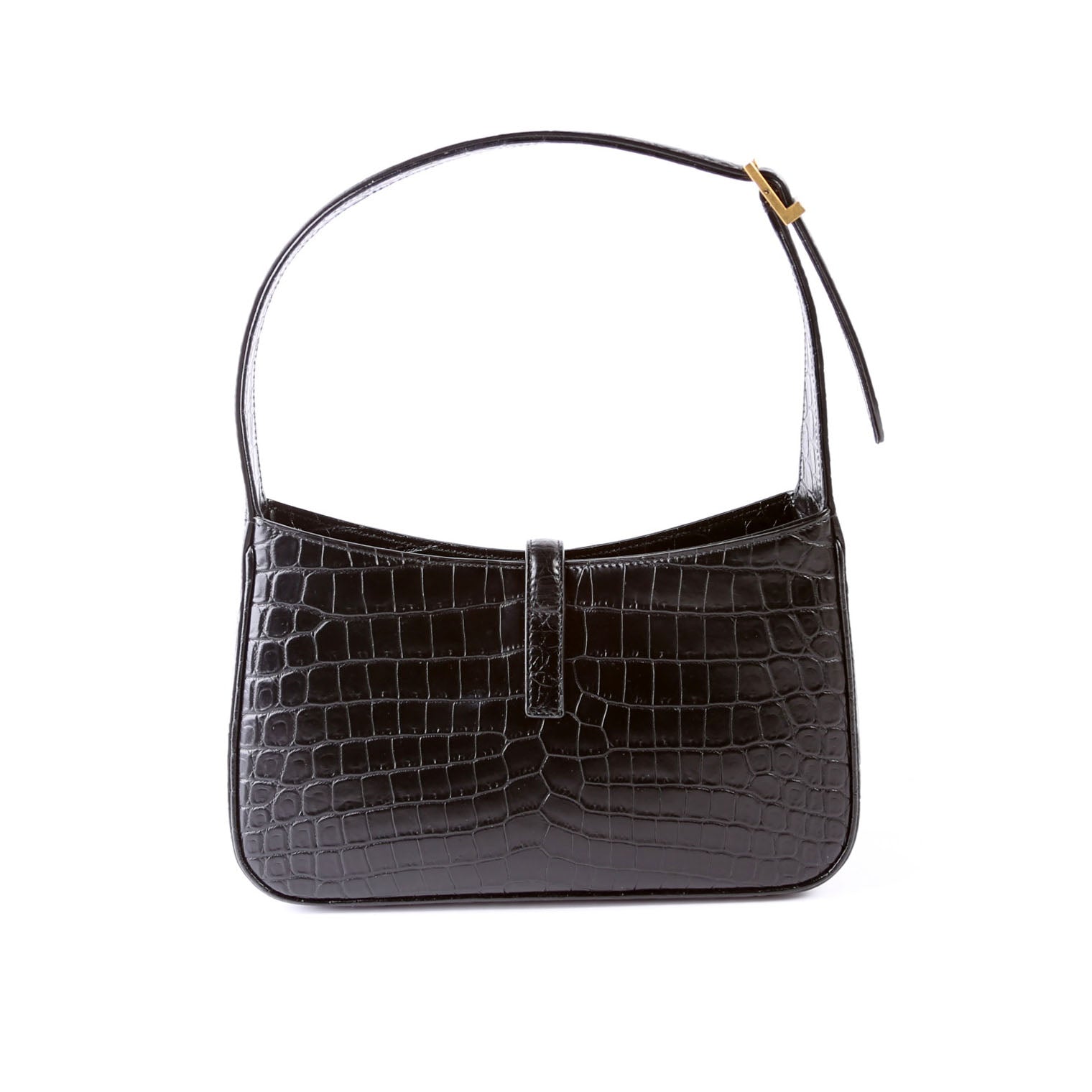 657228 Le 5 A 7 Hobo Croc Embossed Black
