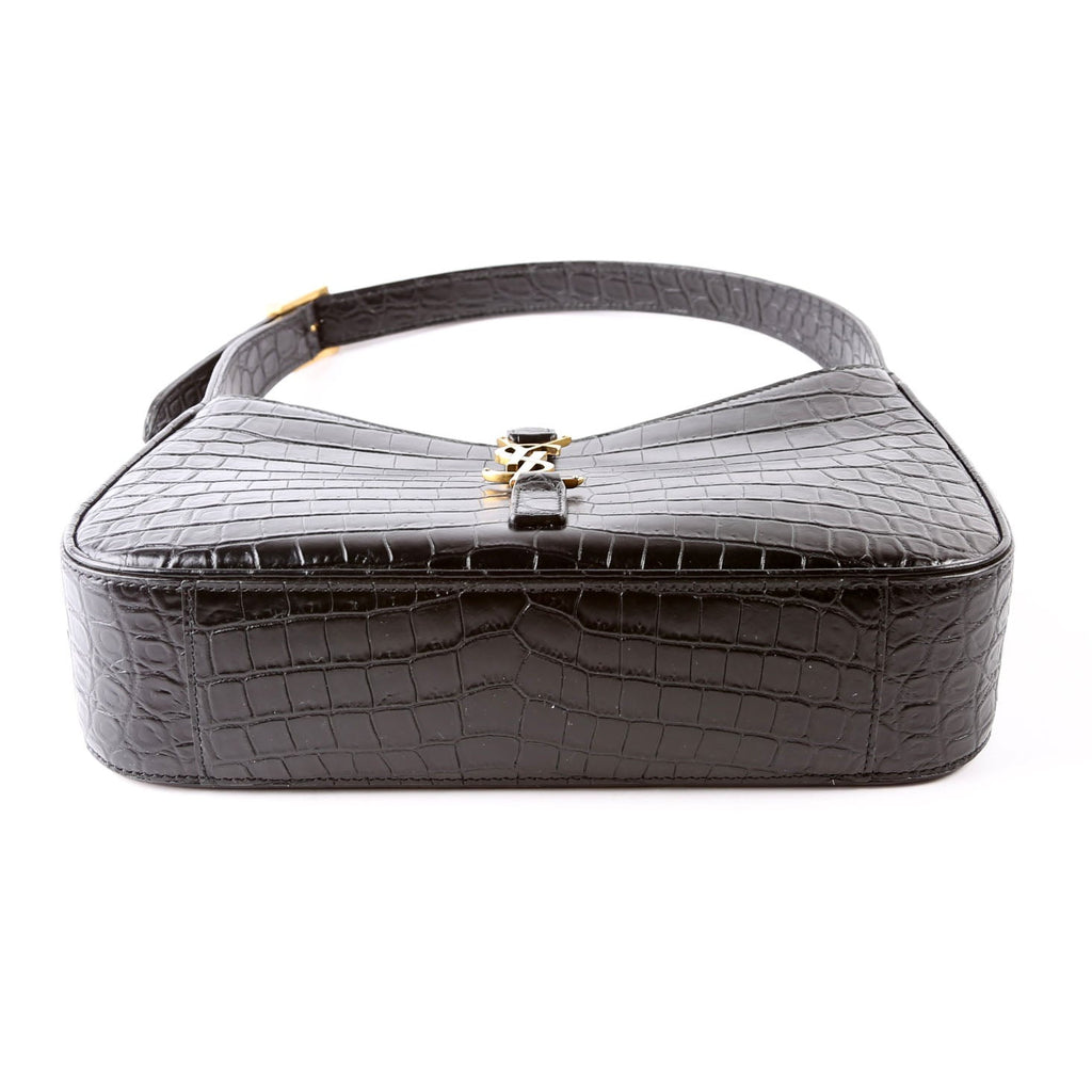 657228 Le 5 A 7 Hobo Croc Embossed Black