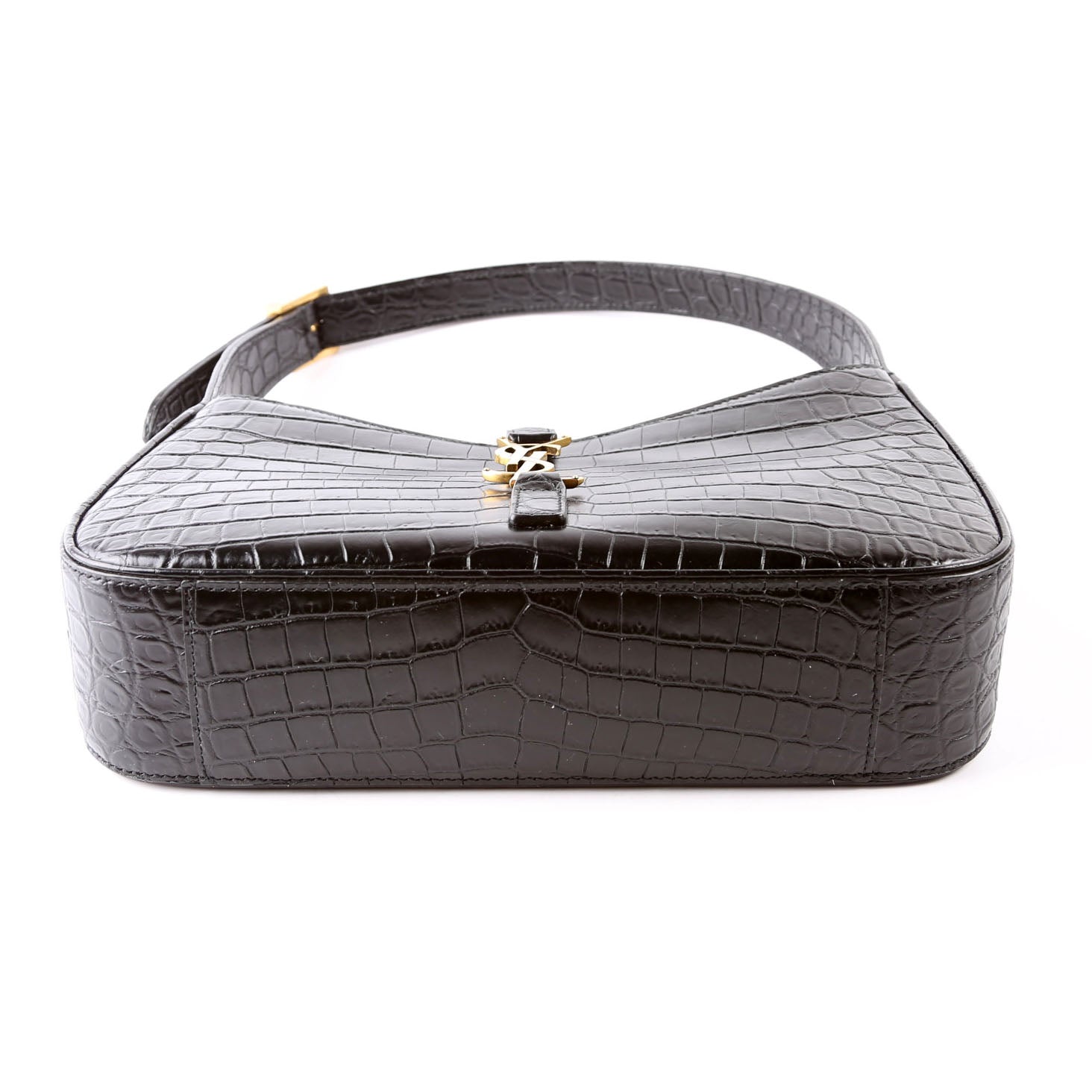 657228 Le 5 A 7 Hobo Croc Embossed Black