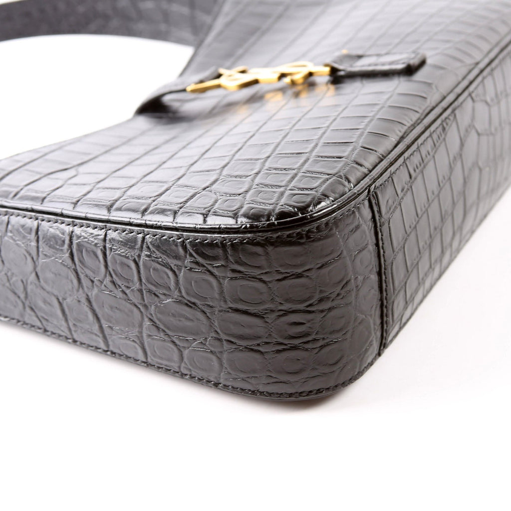 657228 Le 5 A 7 Hobo Croc Embossed Black