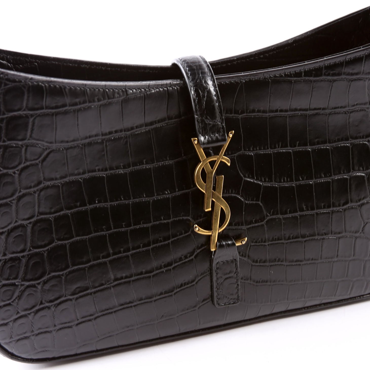 657228 Le 5 A 7 Hobo Croc Embossed Black