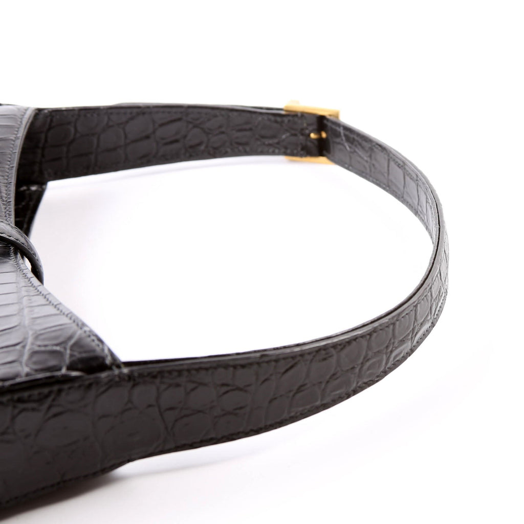 657228 Le 5 A 7 Hobo Croc Embossed Black
