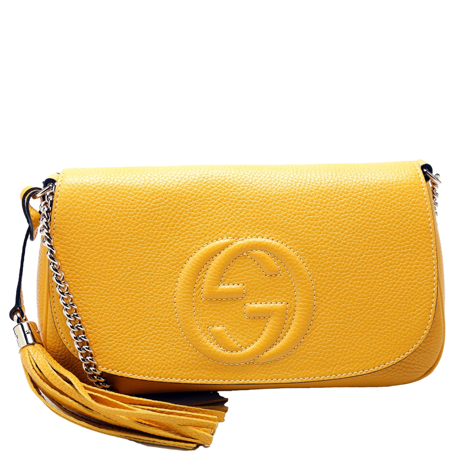 536224 Soho Chain Tassel Flap Yellow