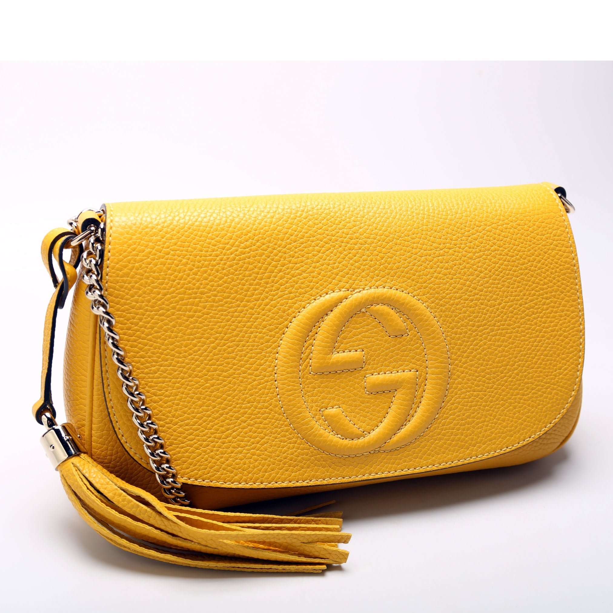 536224 Soho Chain Tassel Flap Yellow