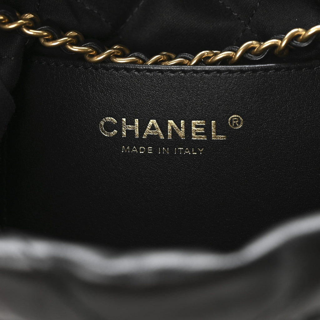 Chanel Shiny Calfskin Quilted Mini Chanel 22 Black