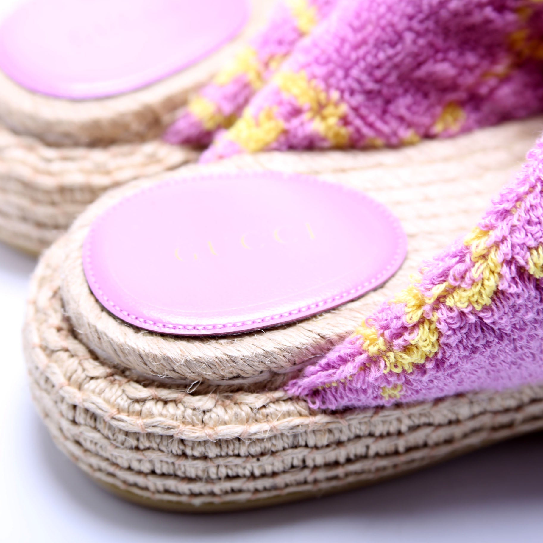 GG Jacquard Terry Cloth Espadrille Sandals Size 38 Purple