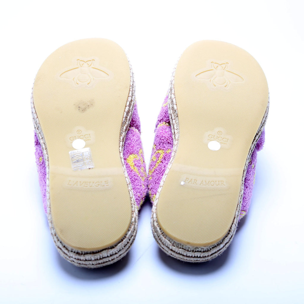 GG Jacquard Terry Cloth Espadrille Sandals Size 38 Purple