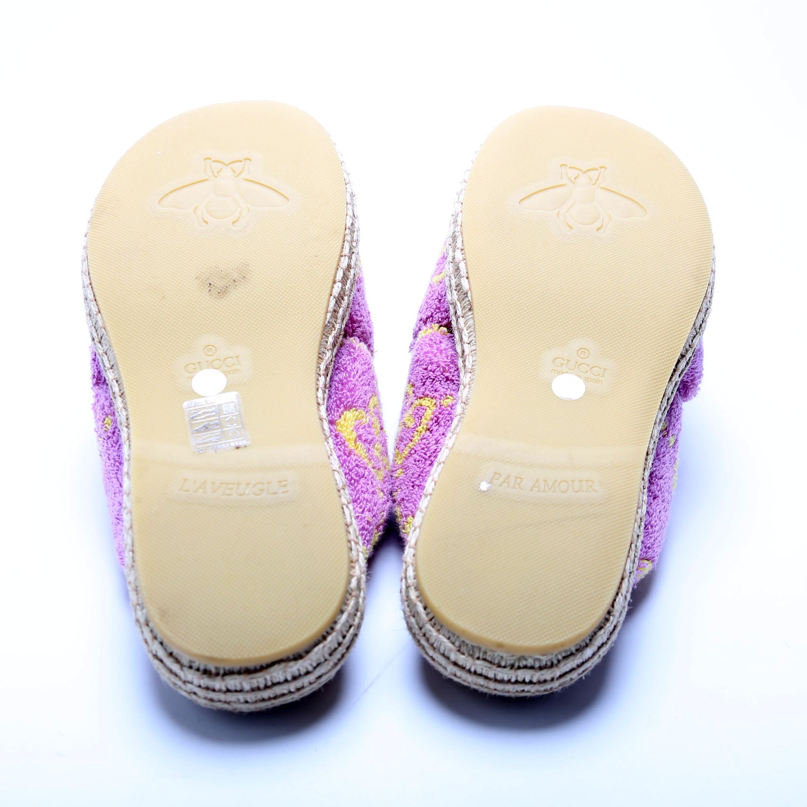 GG Jacquard Terry Cloth Espadrille Sandals Size 38 Purple
