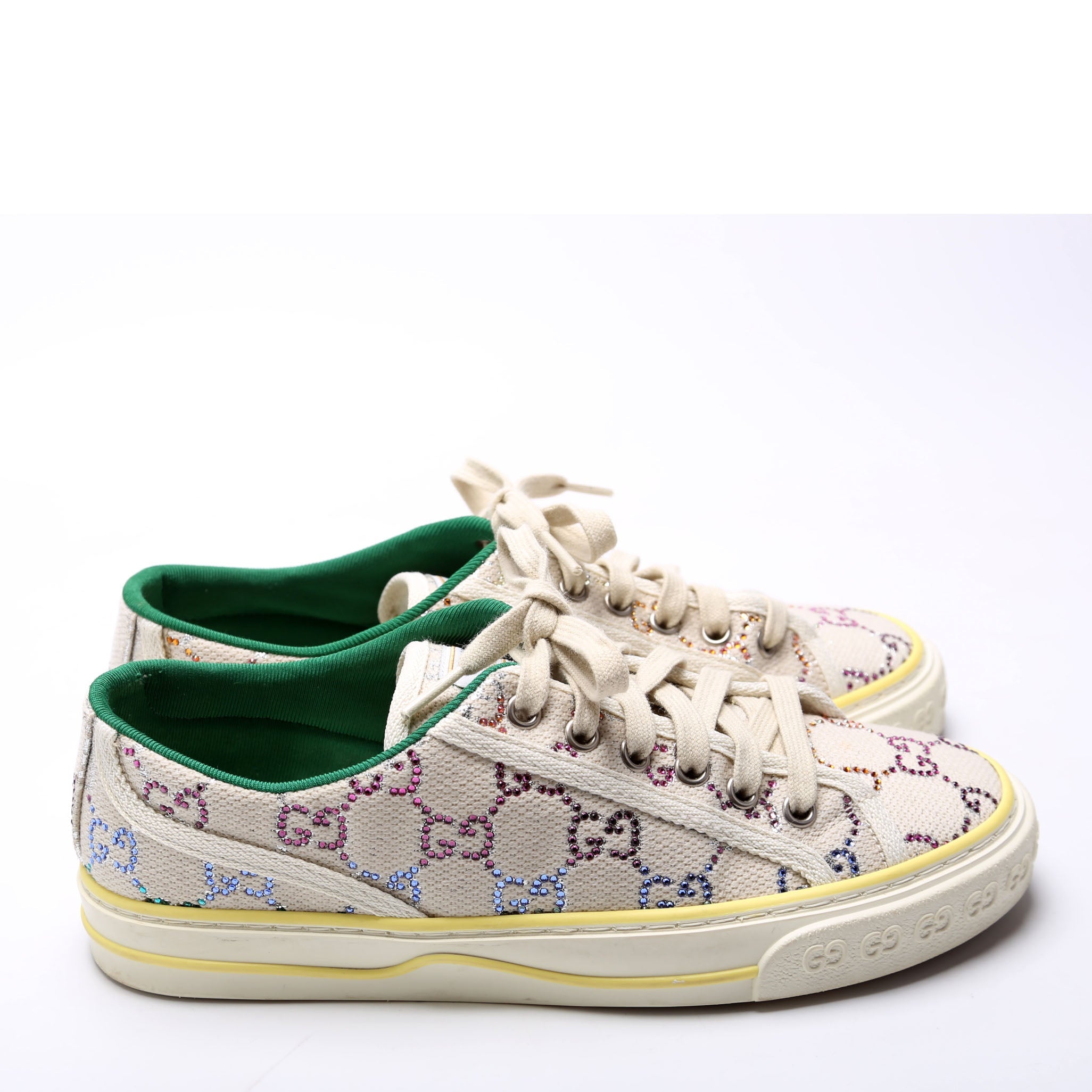 1977 Tennis GG Crystal Sneakers Size 37.5 Beige