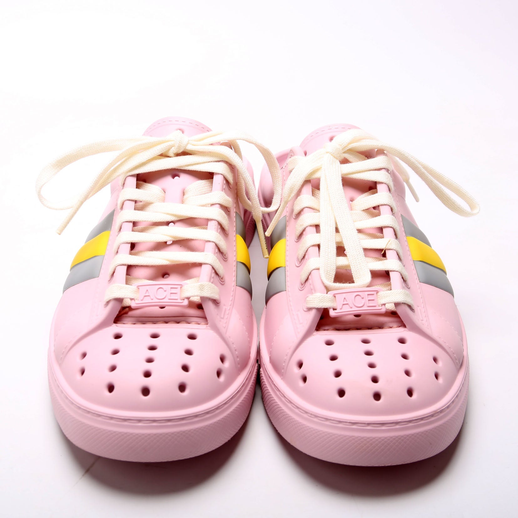 Gucci Rubber Ace Mules Size 38 Pink