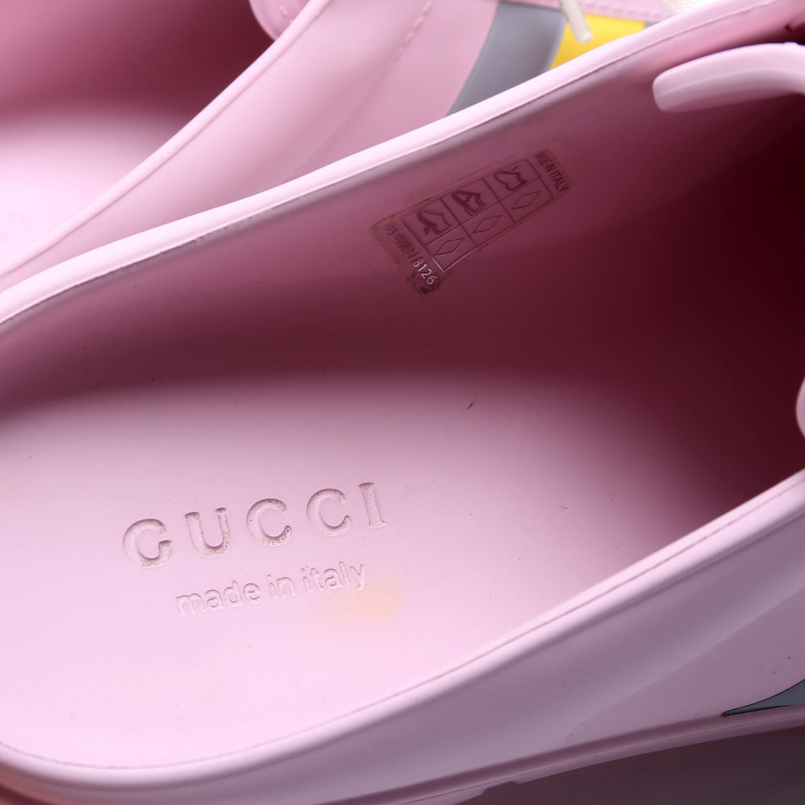 Gucci Rubber Ace Mules Size 38 Pink