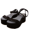 Suede Platform Wedge Sandals Size 39 Black