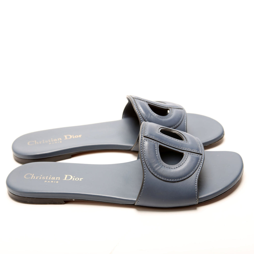 D-Club Slide Leather Sandals Size 38.5 Blue