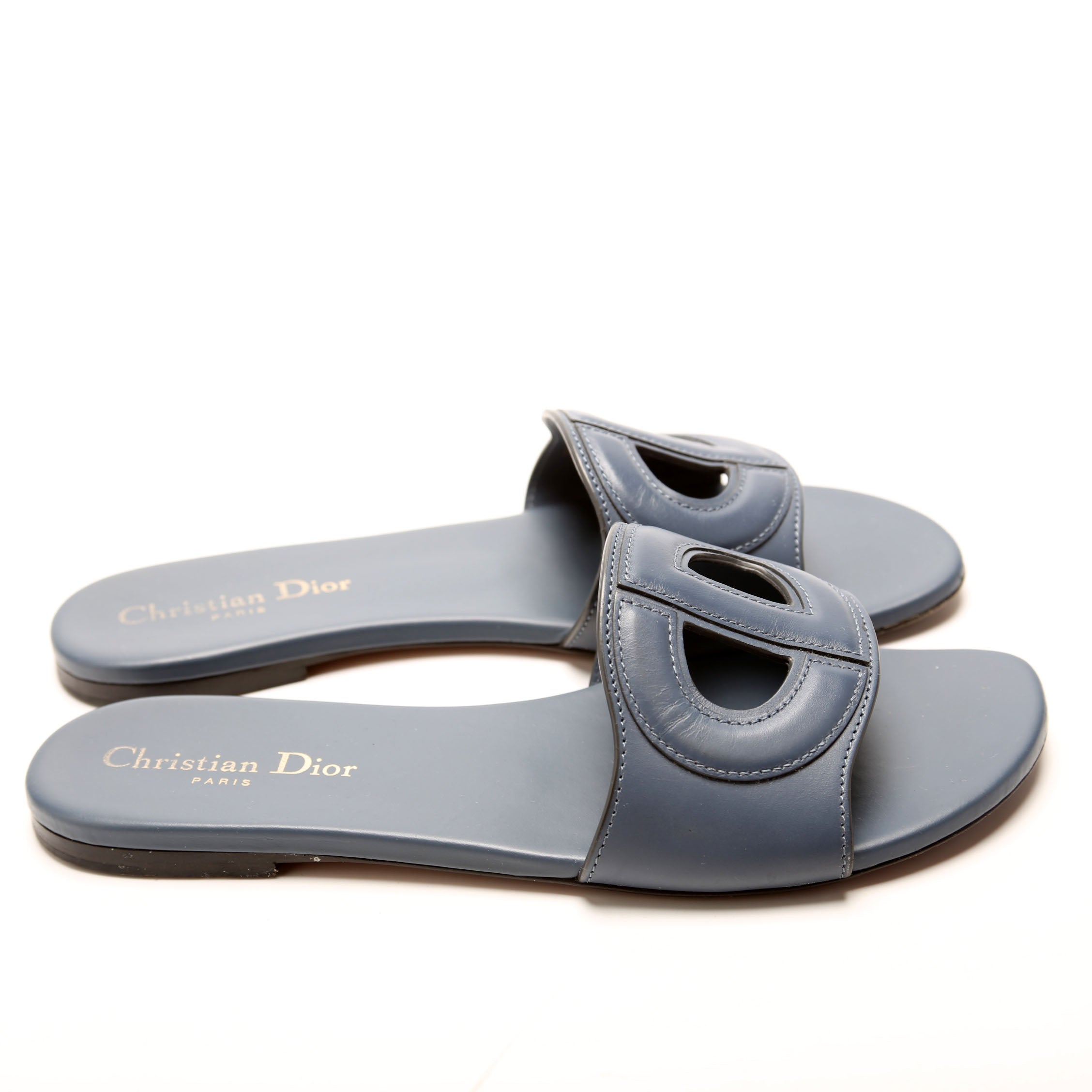 D-Club Slide Leather Sandals Size 38.5 Blue