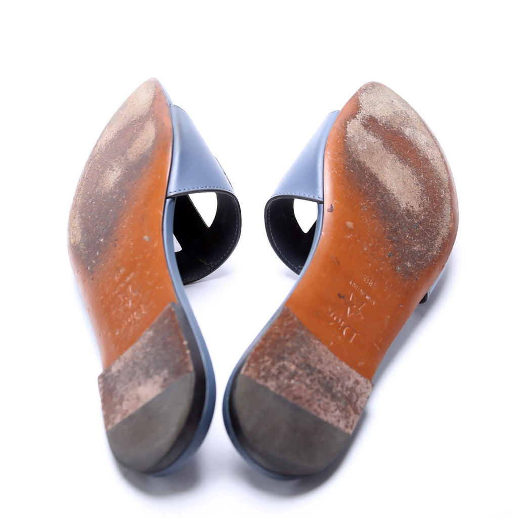 D-Club Slide Leather Sandals Size 38.5 Blue