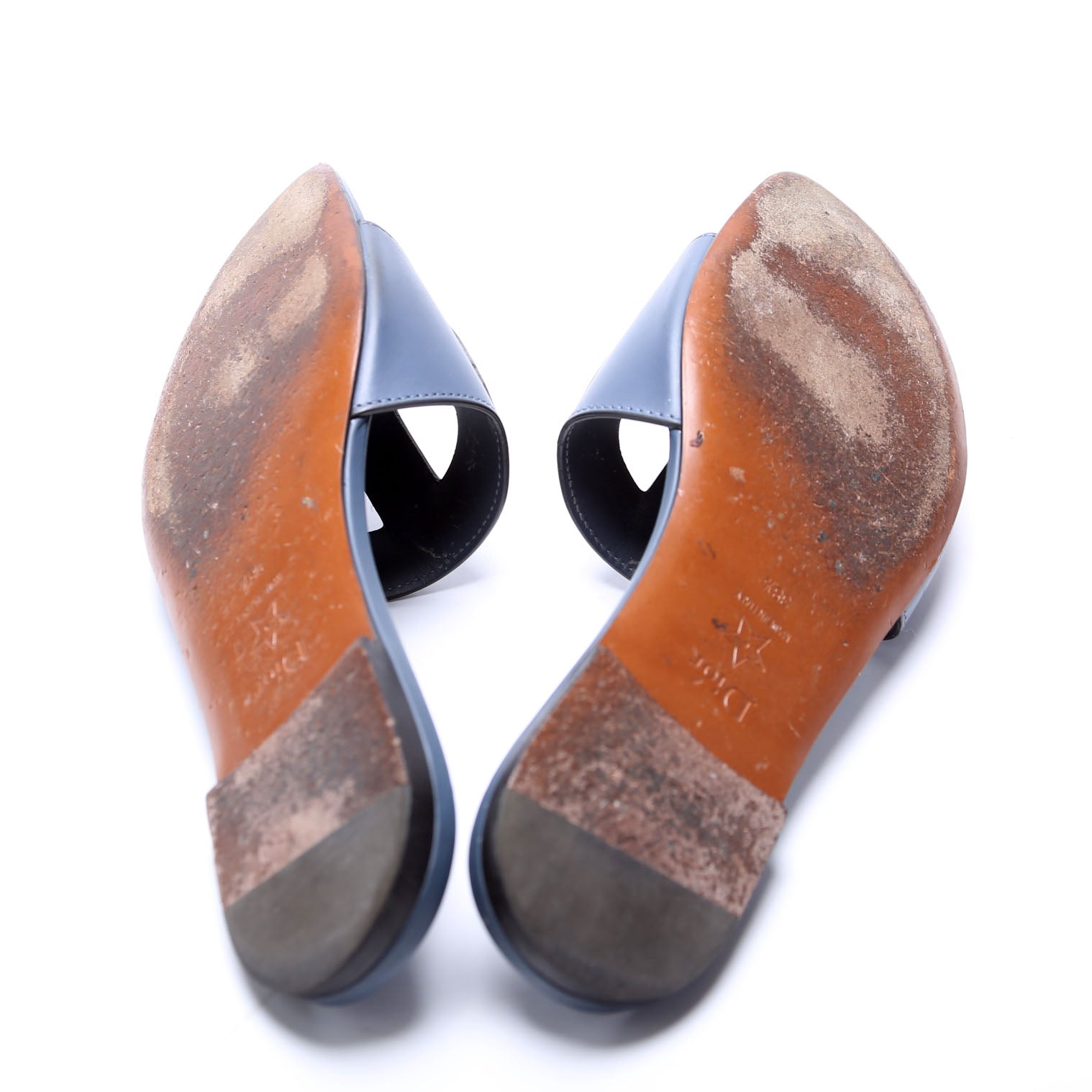 D-Club Slide Leather Sandals Size 38.5 Blue
