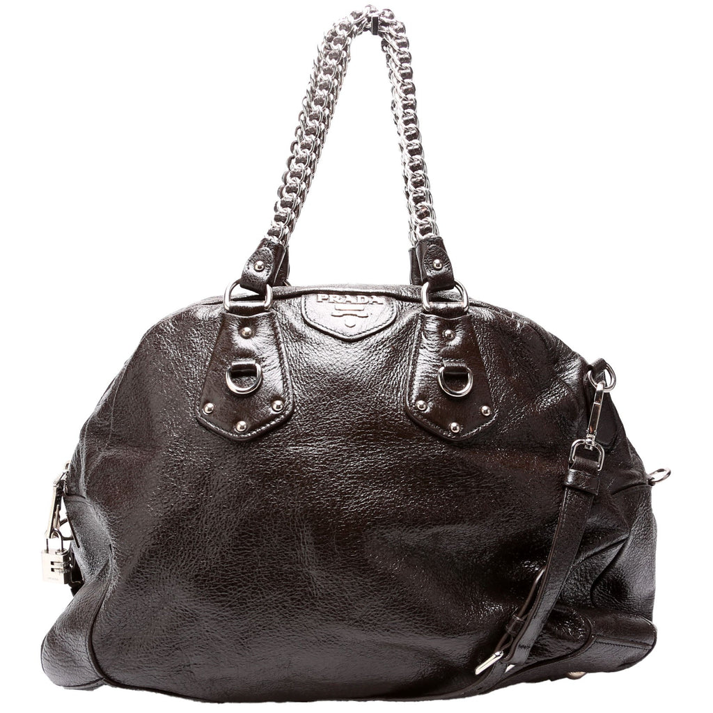 Cervo Lux Chain Shoulder Bag Brown