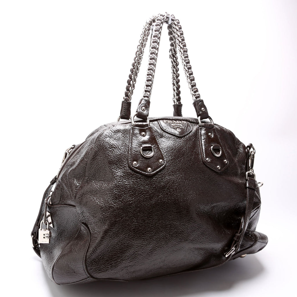 Cervo Lux Chain Shoulder Bag Brown