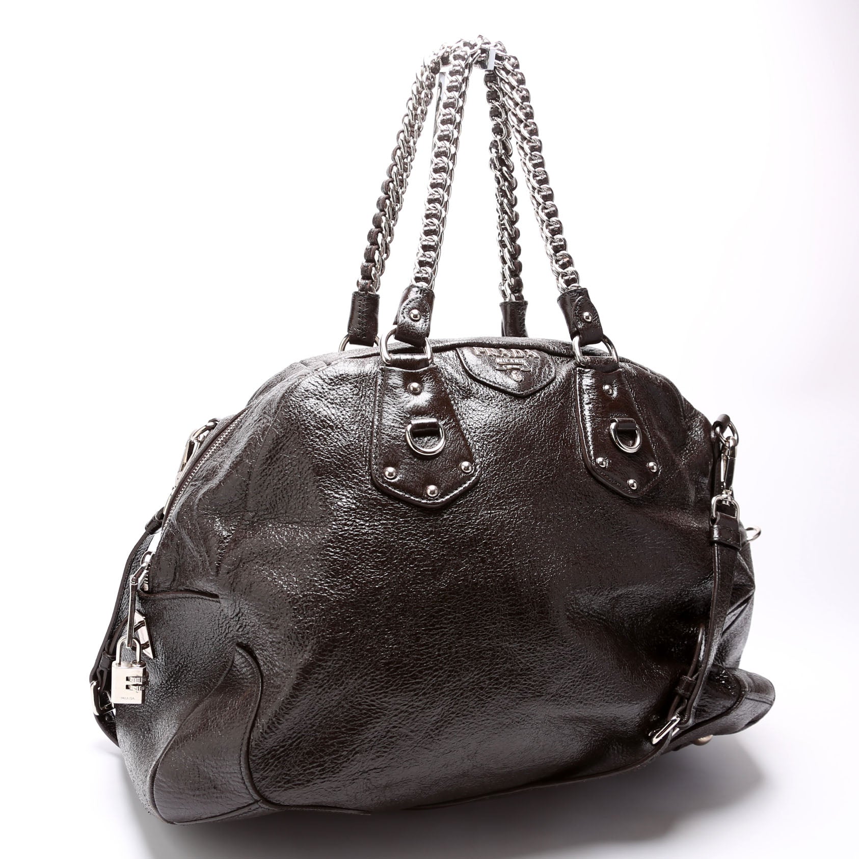 Cervo Lux Chain Shoulder Bag Brown