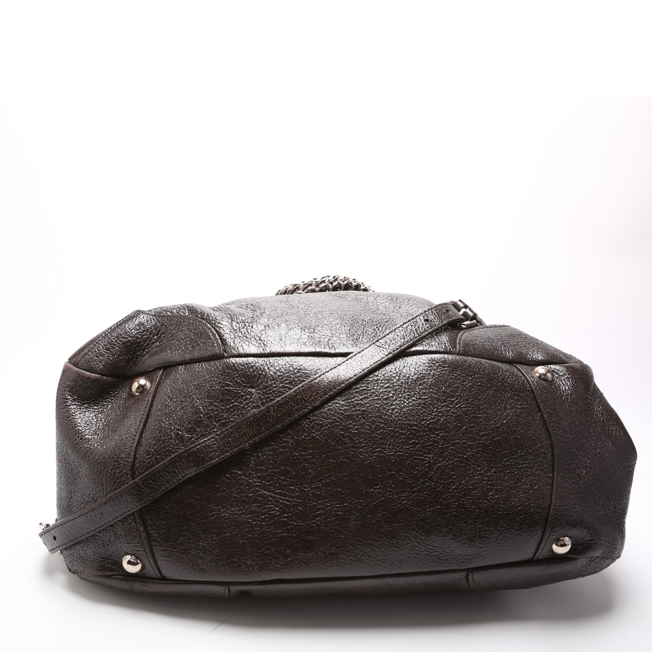 Cervo Lux Chain Shoulder Bag Brown