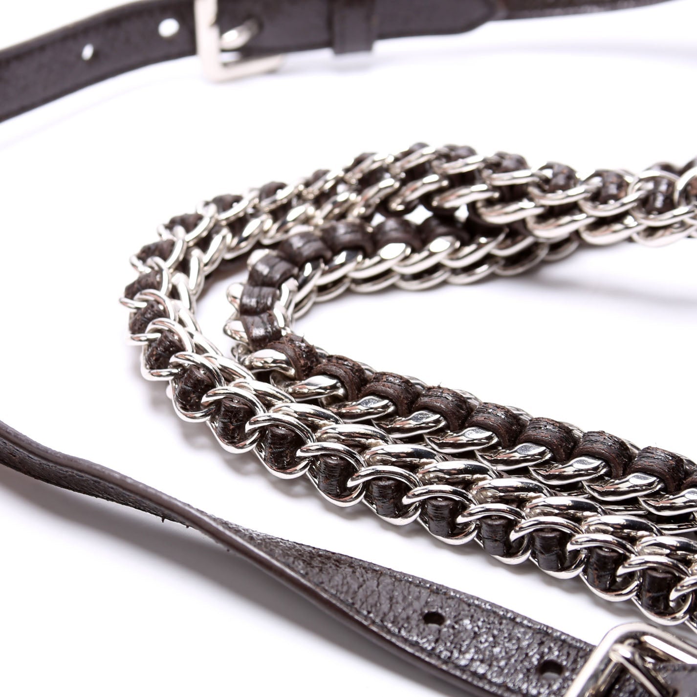 Cervo Lux Chain Shoulder Bag Brown