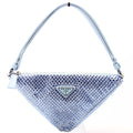 1BC190 Crystal Satin Triangle Pouch Blue
